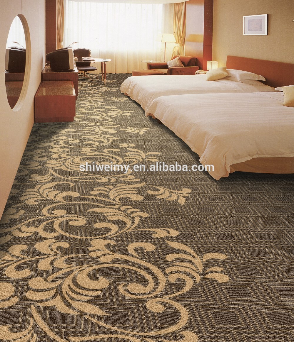 Wool carpets, High cut low pile blend jacquard carpets from bedroom