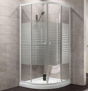 China Painting Cross Stripes Bathroom Shower Enclosures Sliding Door with Sector Tray factory