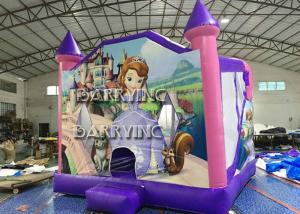 China Pink Castle Princess Inflatable Bouncer Slide Combo With 18 OZ Vinyl PVC Material factory