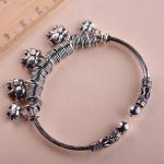 Sterling Silver Elephant Charm Bracelet Thai Silver Vintage Jewelry (B6041203)