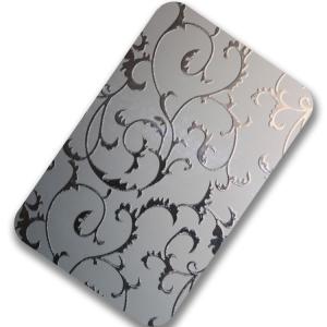 China 3d Etched Finish Stainless Steel Decorative Sheet 8K Mirror Golden For Wall Cladding factory