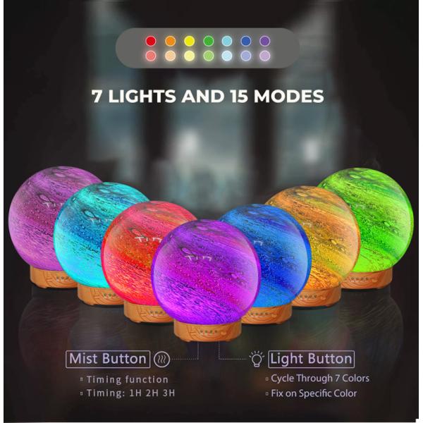 HOMEFISH 3D Glass Design Essential Oil Diffusers Planet Humidifier 120ml