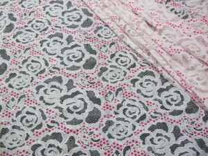 China White Cotton Polyester Lace Fabric Rose Print for Lingerie / Bra(CY-DK0033) factory