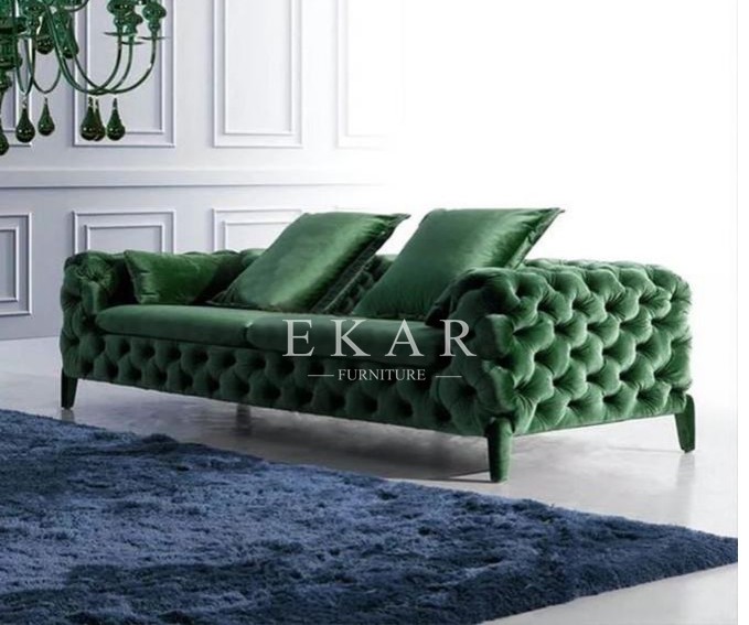 Tufted Velvet Button Couch Living Room Sofa ZZ-M344