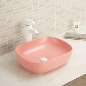China Not Breeding Bacteria Above Counter Bathroom Wash Basin Pink Easy Clean Ceramic Sink factory