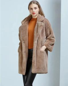 China Winter Custom Puffer Down Coat Faux Fox Fur Coat For Ladies factory
