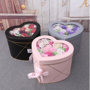 Exquisite Gift Packaging Boxes Romantic Round Double Layer Rotating Soap Flower