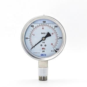 China 100MM Stainless Steel Liquid Filled Pressure Gauge Bourdon Type 400 Psi CL1.0 Accuracy factory