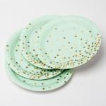 FSC Anti Dirty Biodegradable Paper Plates With Golden Dot Design