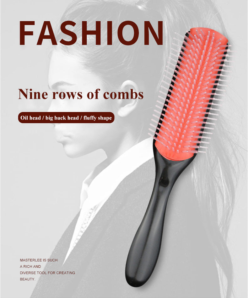 Nine Rows Removable Plastic Hair Comb Hair Massage Brush Customized Logo