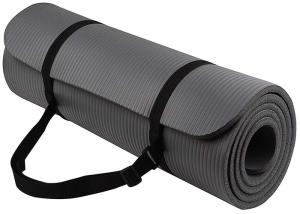 China Black NBR Extra Thick Yoga Mat 70-80 Density With Strap For Gym Exercise factory