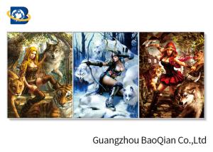 China 3d Flip Effect Picture With Frame Wall Hanging Flip , 3d Pretty Girl And Animal Flip Image factory