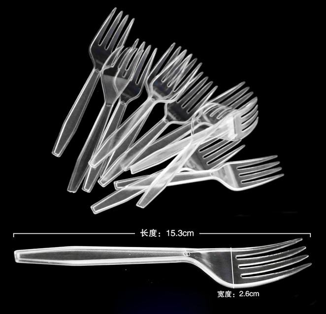 6.6'' disposable plastic PP knive fork and spoon set in clear lucite color