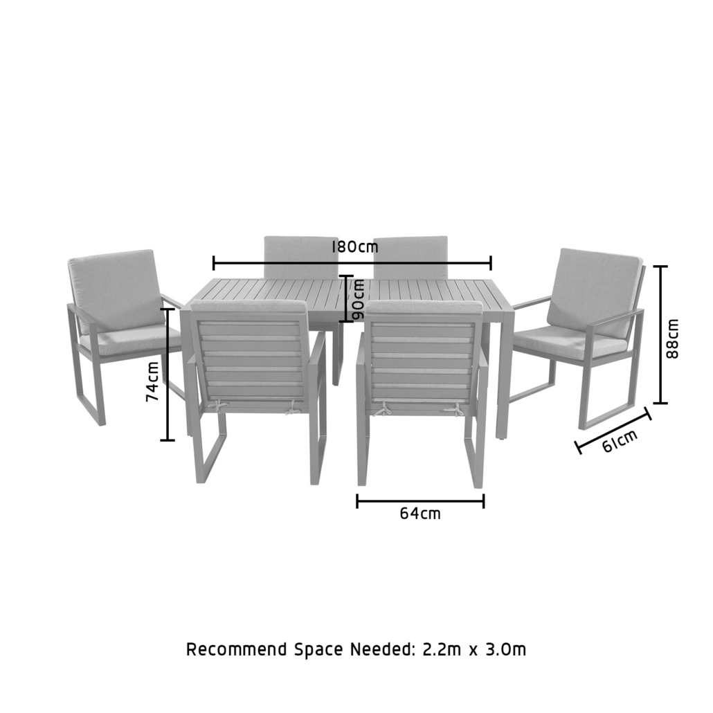 Mail Packing Included AJUNION Aluminum Metal Outdoor Dining Furniture Set for 6 Seating