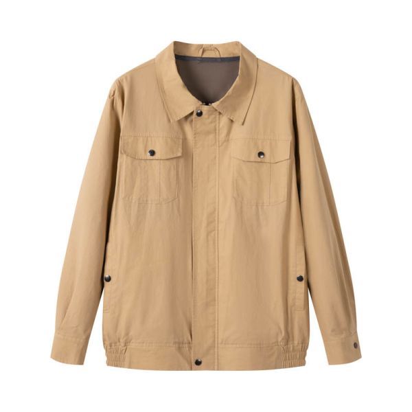 Men's Lightweight Mesh-Lined Utility Jacket in Khaki color - front view