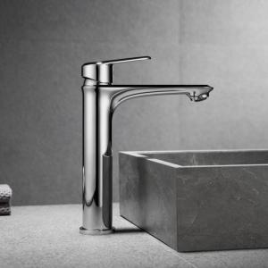 China Brass Vessel Single Hole Single Handle Basin Mixer Tap in Chrome Grey factory