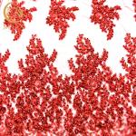 1 Yard Glitter Lace Fabric / Red Sequin Lace Decoration For Party Dress