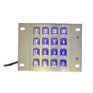China PS2 150mA Panel Mount Illuminated Keypad 16 Matrix Metallic on sale China PS2 150mA Panel Mount Illuminated Keypad 16 Matrix Metallic on sale