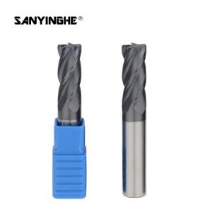 China HRC55 Cnc End Mills Ball Nose 4 Flutes End Mill Solid Tungsten Carbide Milling Cutting Tool factory