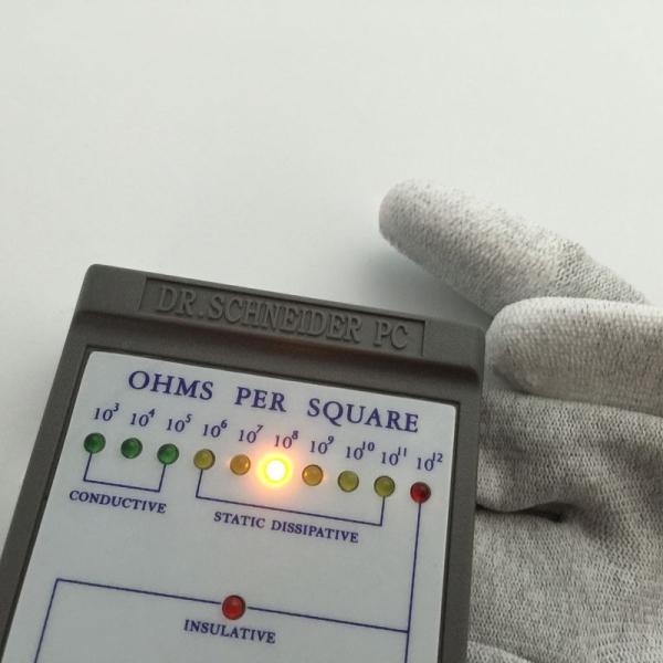 ESD PU Top Coated Anti Static Gloves Polyester Liner With Carbon Filament Knitted