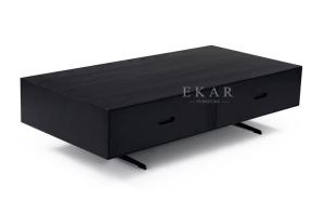 China Living Room Metal Legs Ash Wood Modern Coffee Table With Drawers factory