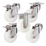 100mm White Nylon Locking 304 Stainless Steel Casters 110kg Capacity