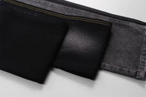 China 190cm 12oz Black Black Cotton Polyester Rigid Denim Fabric For Jeans factory