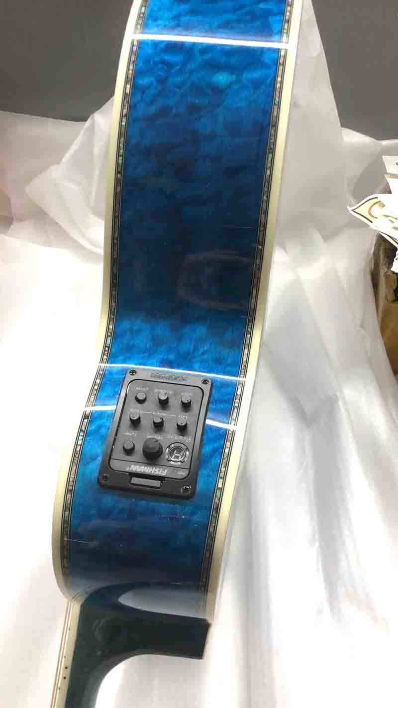 Custom OM Body Acoustic Electric Guitar Real Abalone Inlays Ebony Fingerboard Burst Maple Water Wave 301 Electronic