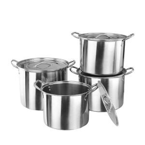 China Silver Stainless Steel Thick Stockpot Large Soup Pot Heavy Duty With Lid factory