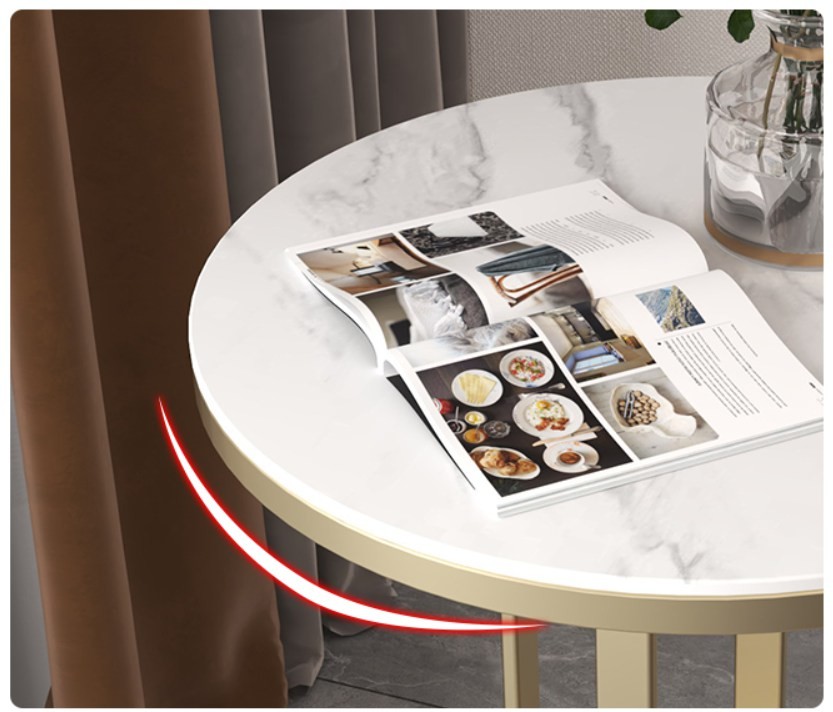 Popular Elegant Side Table With Stainless Steel Base Metal Marble Family Use
