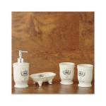 Round 4 Piece Ceramic Bathroom Set White Glazed For Home Hotel