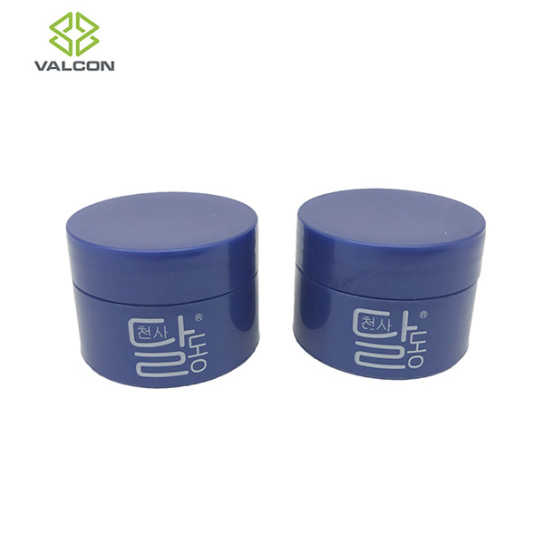 5 ML Plastic Cosmetic Cream Jar With Blue Screw Cap Silk Screen Printing