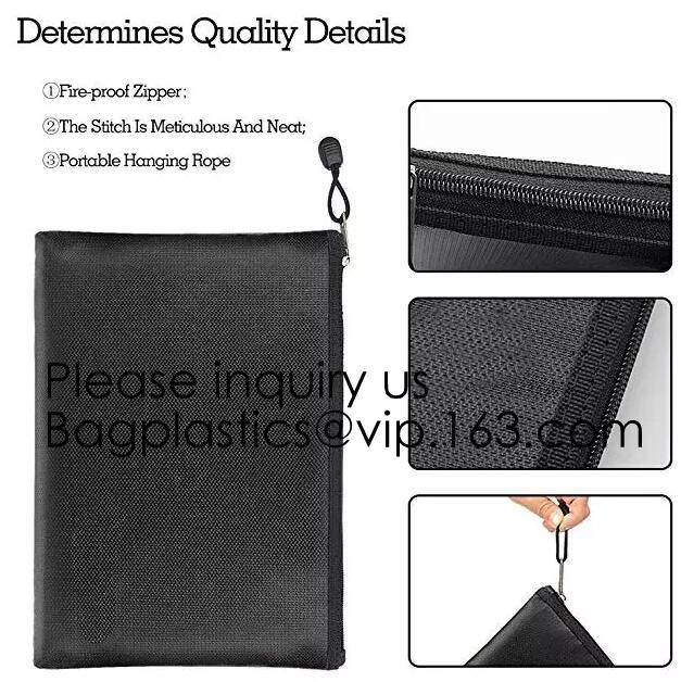 Silicone Coated Fireproof Bag A4 Fireproof Document Holder Case Fire Resistant Money Purse,Heavy Duty Safe Fireproof Bag