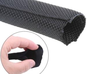China Lightweight 1 Inch Self Wrapping Split Braided Sleeving Flame Retardant factory