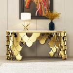 Modern Entryway Marble Console Tables With Stainless Steel Base