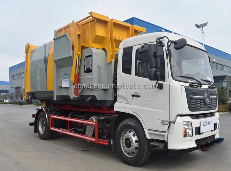 Dongfeng 5 Ton Hydraulic Lifter Hook Lift Waste Roll on Roll off Dumpster Truck With Bin Garbage Truck