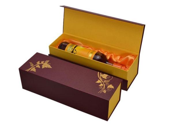 Vintage Single Bottle Wine Box Packaging , Flip Top Cardboard Boxes For Wine