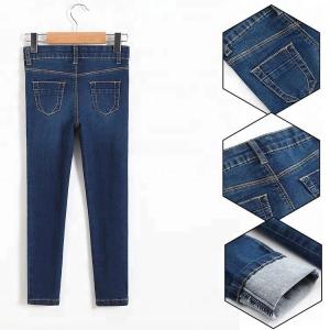 China Slim Fit Style Whisker Baby Girl Jeans Pants With Sequin Patch Design factory