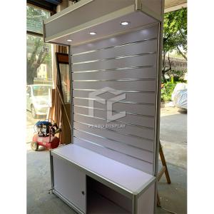 China Cellphone Accessories Freestanding Slatwall Display Units With Lockable Sliding Door factory