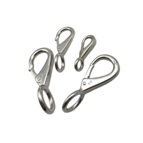 Polished Stainless Steel Fixed Eye Snap Hook for Dog Leash and Keychain