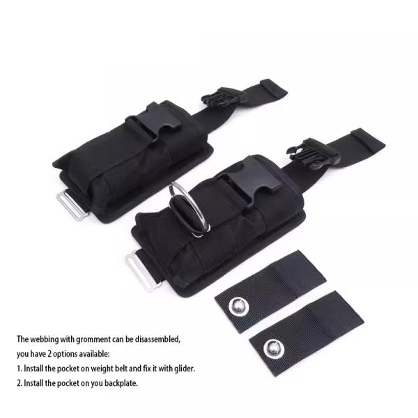 Quick Release 10LBS Scuba Diving Pockets For Technical Diving Sidemount