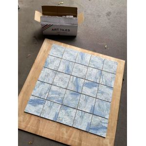 Non-slip and Decorative Square 150x150mm R10 Blue Porcelain Mosaics For Balcony