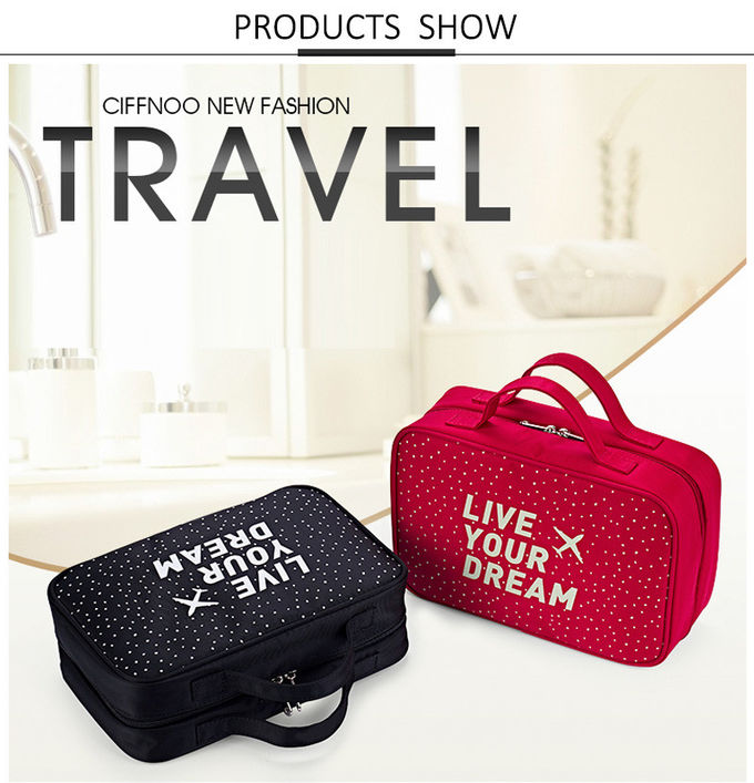 L25.5*D9*H16.5CM Polka Dot Travel Polyester Makeup Bag