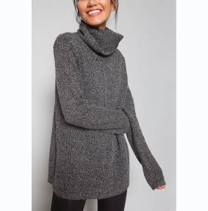 China Marl Tunic Long Sleeve Pullover Sweater , Neck Knitted Dressy Pullover Sweaters factory