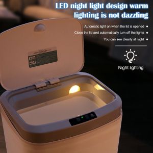 16L Button Control Smart Sensor Waste Bin Stereo Dual Mode Sensing with Night