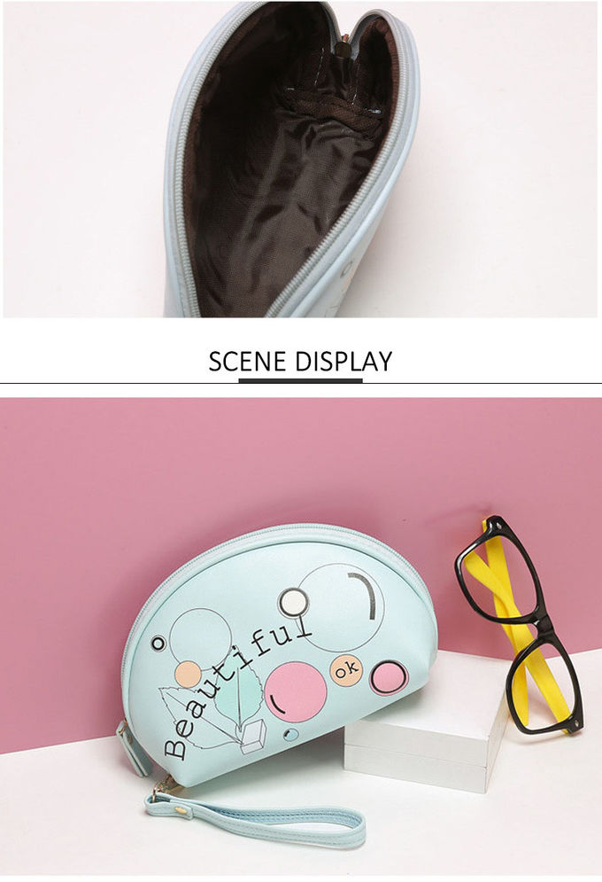 Simple Black L20*D7*H12 Cm PU Cosmetic Bag For Ladies