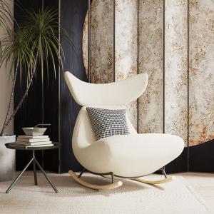 China White Flannelette Sitting Room Rocking Chair Teddy Flannel Material L102*W86 factory