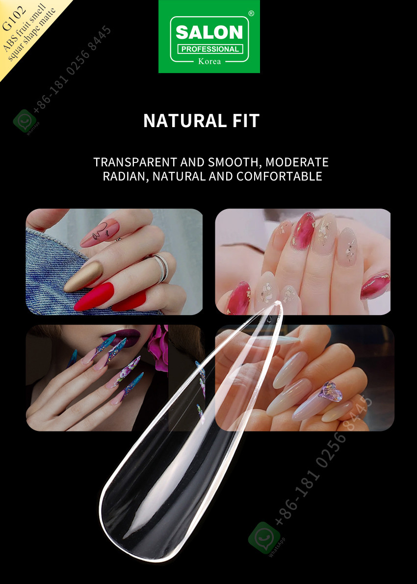 ABS Fruit Smell Sharp Shape Matte Lady French Style Artificial False Nails Half Tips and Full Cover False Nail