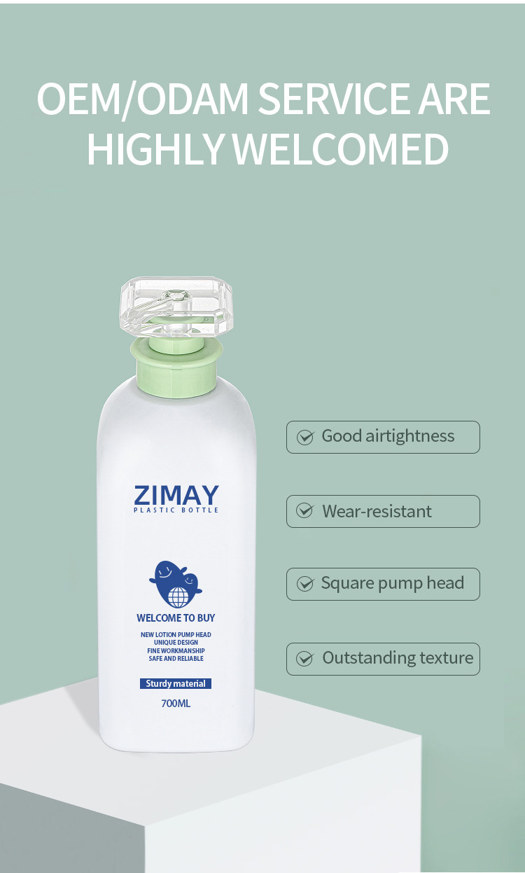 Refillable Custom 300ml 500ml 700ml Green Hair Extension Plastic Body Wash Lotion Shower Gel Bottle