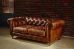Upholstered Top Grain Soft Leather Sofa Set Durable Linen Metal / Wooden Legs